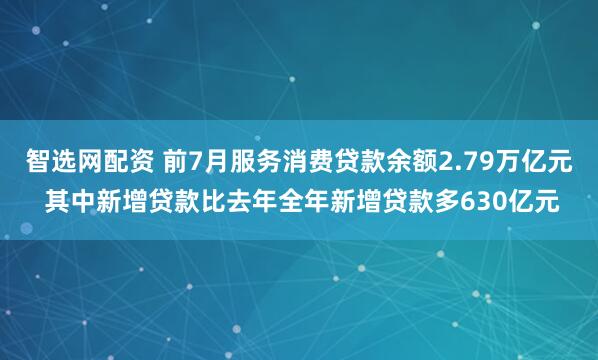 智选网配资 前7月服务消费贷款余额2.79万亿元 其中新增贷款比去年全年新增贷款多630亿元