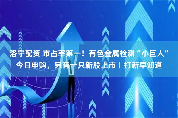 洛宁配资 市占率第一！有色金属检测“小巨人”今日申购，另有一只新股上市丨打新早知道
